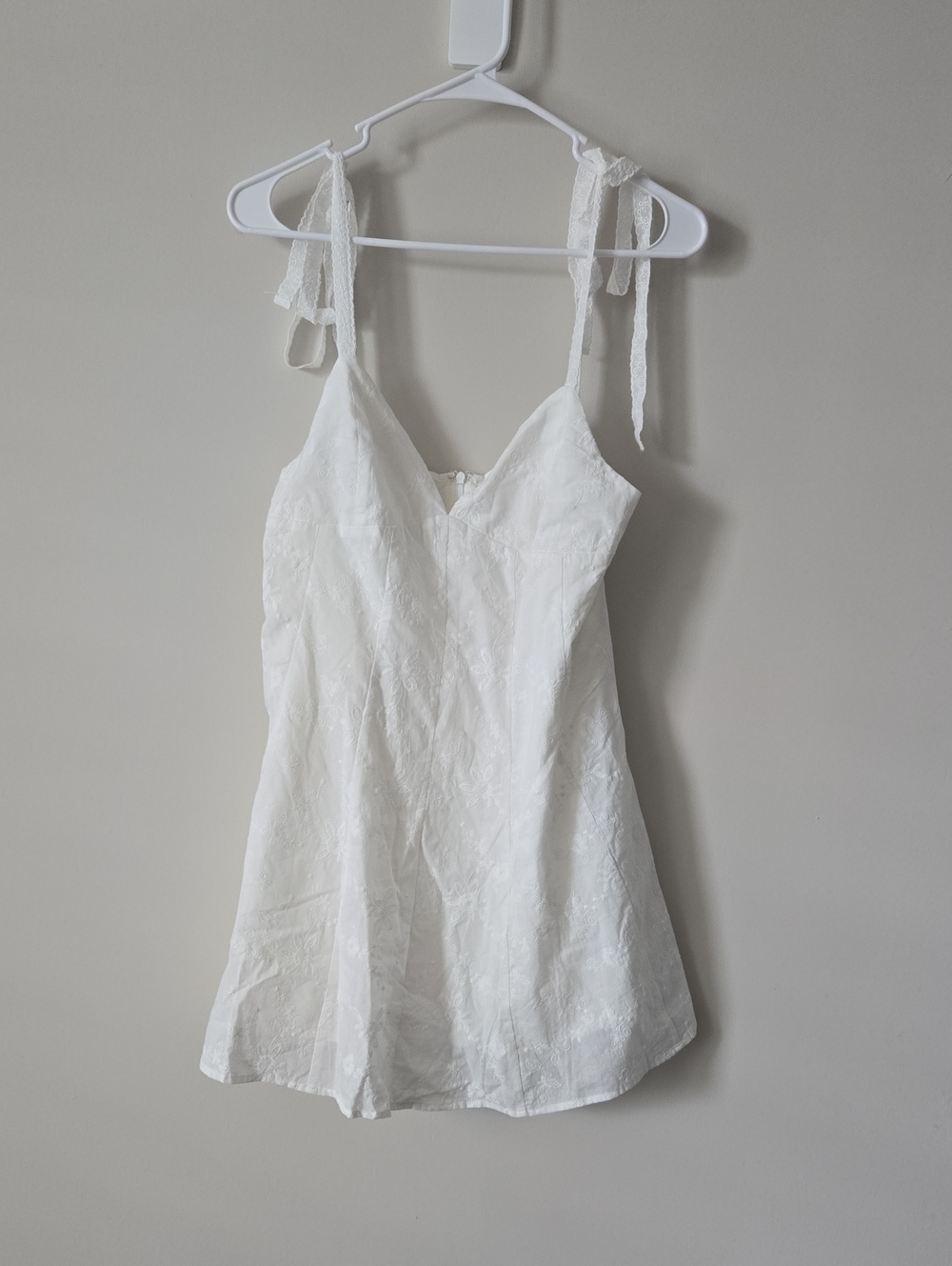 Altar'd State White Embroidered V-Neck Mini Dress